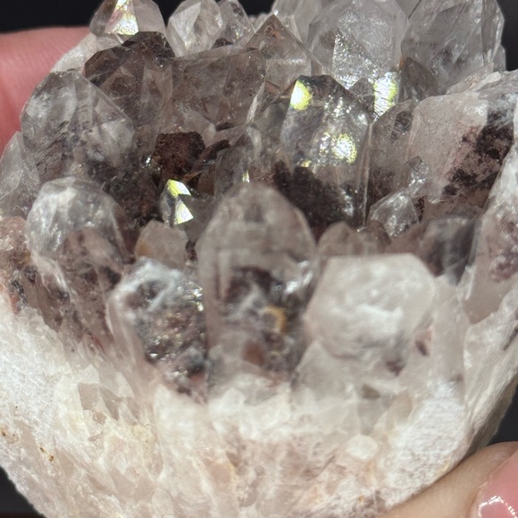 Sunset 🌅 Phantom Quartz Druzy Hematite Cluster Raw Mineral India - Picture 5 of 13